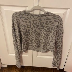 Forever21 Cheetah Print Long Sleeve Gray Top